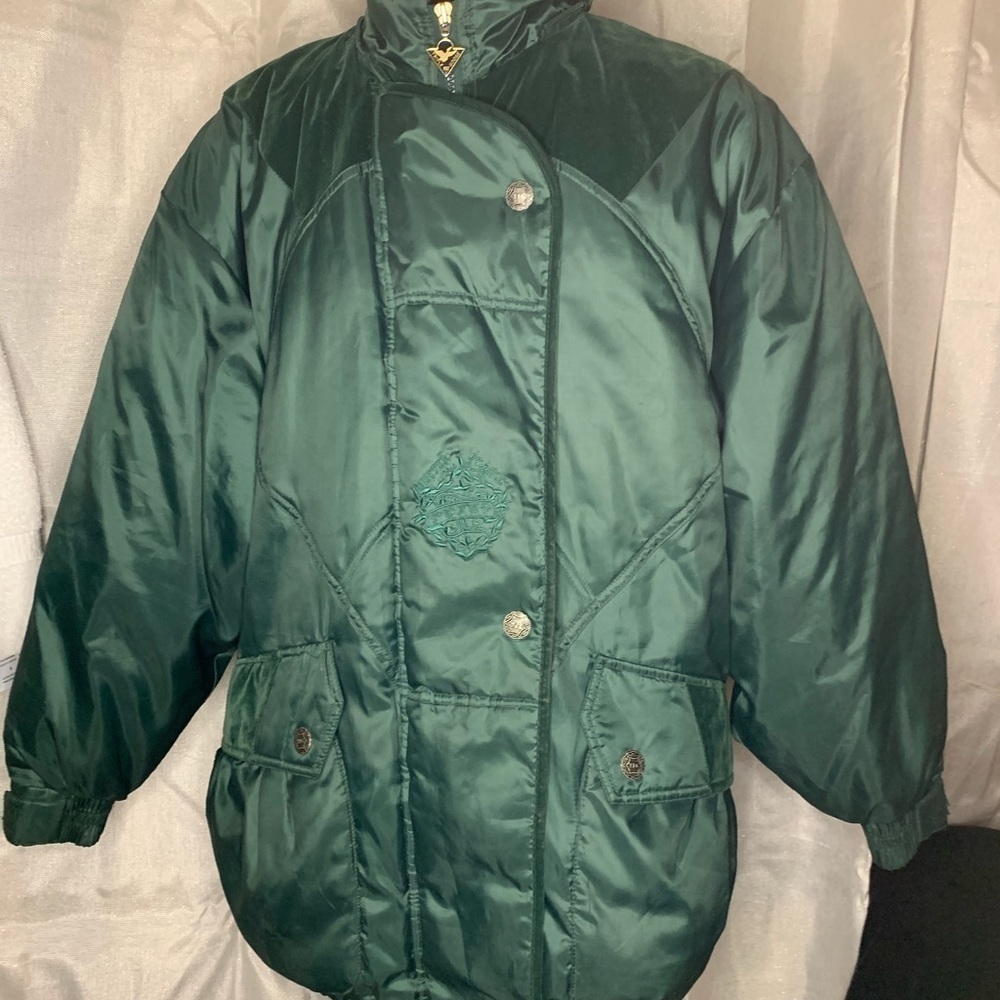 Vintage 90s Triple Fat Goose Down Coat Winter Jacket Parka Size large green - Picture 9 of 16